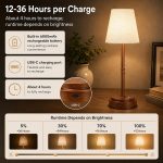 Rechargeable Cordless Table Lamp, Battery Operated Bedside Lamp, Wood Grain - Image 3