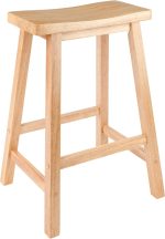 Saddle-style bar stool, natural color, 24 inches